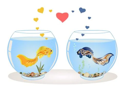 Couple of fish in love 스톡 일러스트