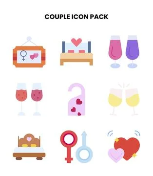 Couple Flat Set Icons Pack イラスト素材