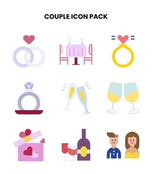 Couple Flat UI Icons Pack Stock Illustration