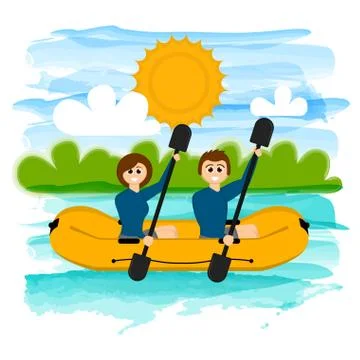 Couple on a floating boat Ilustração Stock