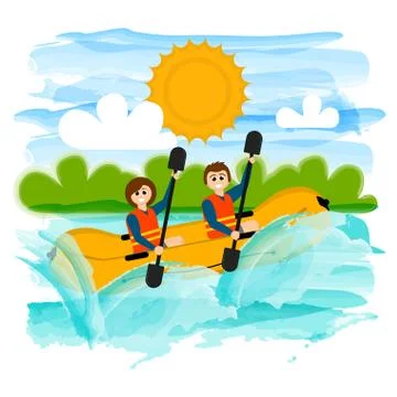 Couple on a floating boat Ilustração Stock