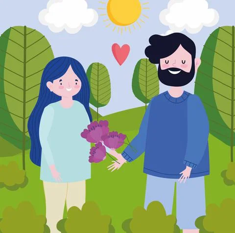 Couple with flower Ilustração Stock