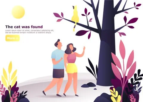 Couple at forest looking for a cat Stock Illustration