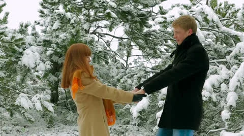 Couple in a forest. Slow motion Video stock 25911851