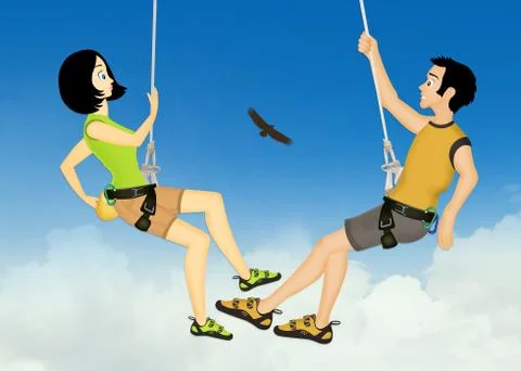 Couple free climber Stock Illustration