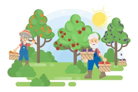 Couple in garden. Ilustração Stock