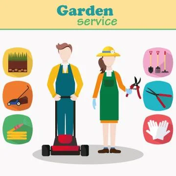Couple of gardeners vector characters Stock Illustration
