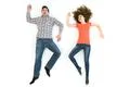The couple gesture on the white background. View from above Photo