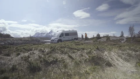 Couple getting inside their caravan Stock Footage 85829875