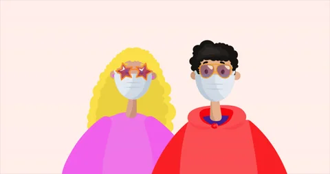 Couple With Glasses Wearing Protective Face Mask. Quarantine Concept. Stock Footage 172026675