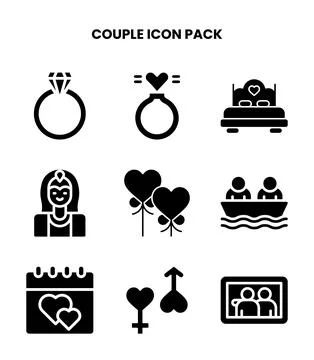 Couple Glyph Bundle Icons Pack Ilustração Stock