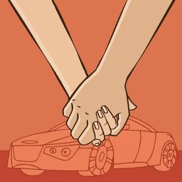 Couple go from car Stock Illustration