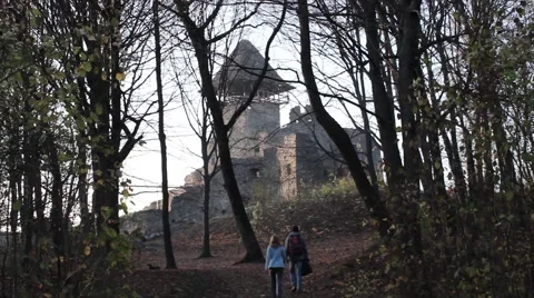 Couple is going to the castle Stock Footage 58146612