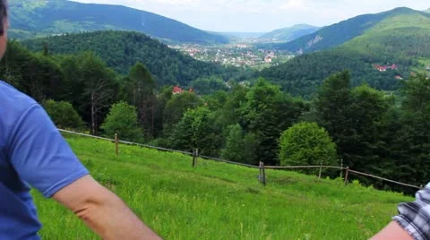 Couple Going Down To Mountains Stock Footage 11882409