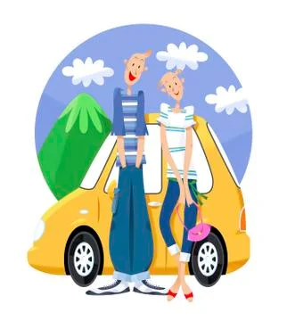 Couple going for a drive Stock Illustration