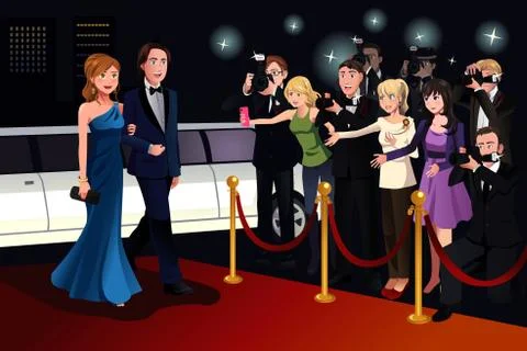 Couple going to a red carpet event Stock Illustration