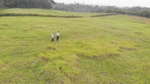 COUPLE IN GREEN FIELD Video stock 132710519
