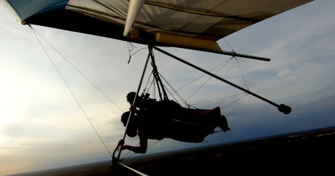 Couple Hang Gliding at Sunset, Close-Up, Gopro Stock Footage 105820979
