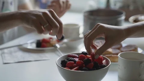 Couple has breakfast Stock Footage 102369197