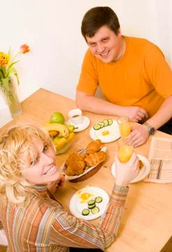 Couple have a breakfast Foto stock