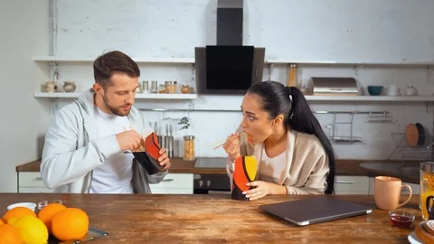 Couple have dinner at home Stock Footage 114760230