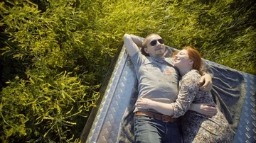 Couple have fun at nature Stock Footage 85794524