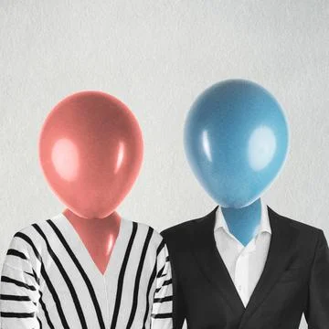 Couple having balloons instead of heads representing identity concept Ilustração Stock