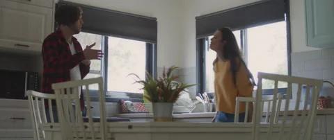Couple having big fight about their relationship in the kitchen. Stock Footage 131499086
