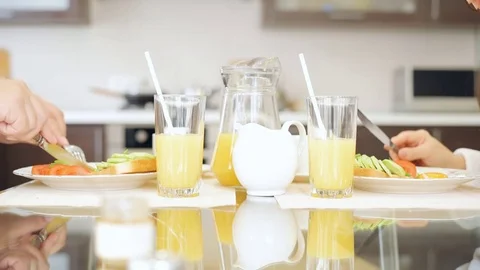 Couple having breakfast together. Stock Footage 81745546