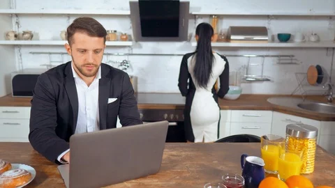 Couple having breakfast together Stock Footage 107395008