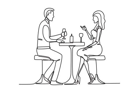 A couple having dinner at the restaurant Ilustração Stock