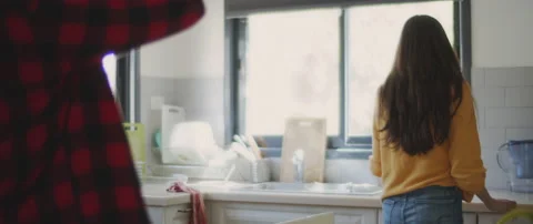 Couple having a fight about their relationship, in the kitchen at home. Stock Footage 132365144