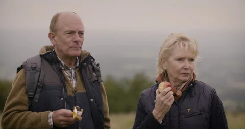 Couple having fruit and chocolate in field Stock-Footage 59899688