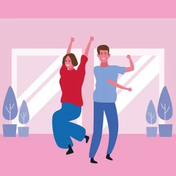 Couple having fun and dancing Ilustración de archivo