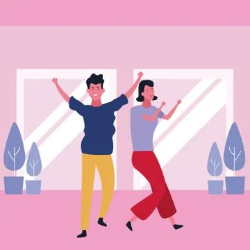 Couple having fun and dancing Ilustración de archivo