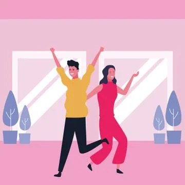 Couple having fun and dancing Ilustración de archivo