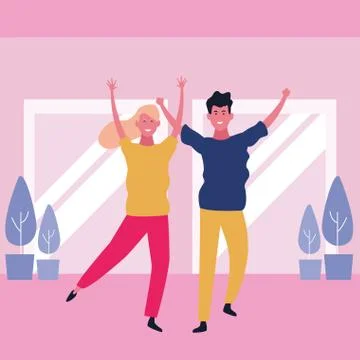 Couple having fun and dancing Ilustración de archivo