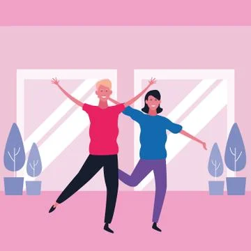 Couple having fun and dancing Ilustración de archivo