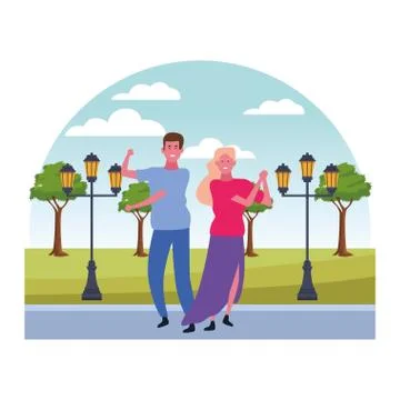 Couple having fun and dancing Ilustración de archivo