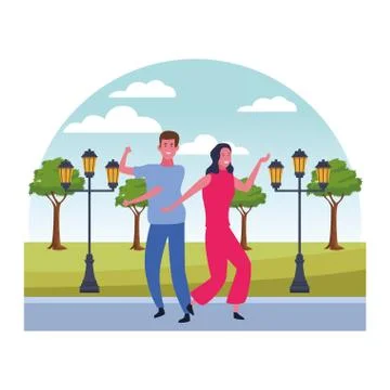 Couple having fun and dancing Ilustración de archivo