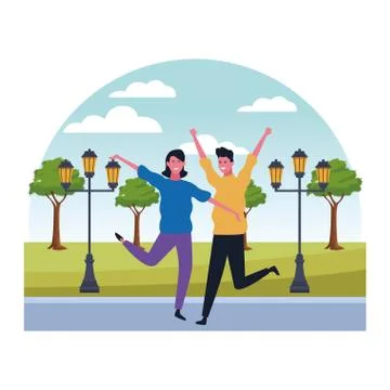 Couple having fun and dancing Ilustración de archivo