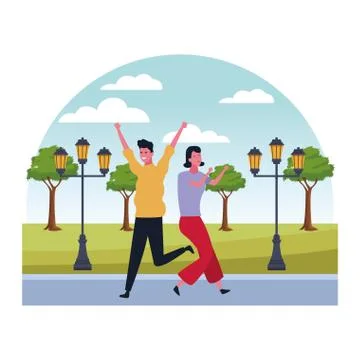 Couple having fun and dancing Ilustración de archivo