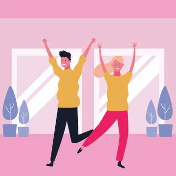 Couple having fun and dancing Ilustración de archivo
