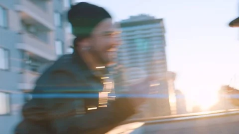 Couple having fun and eating sushi outdoors Stock Footage 128525037