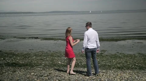 Couple having fun on beach Stock Footage 40273544