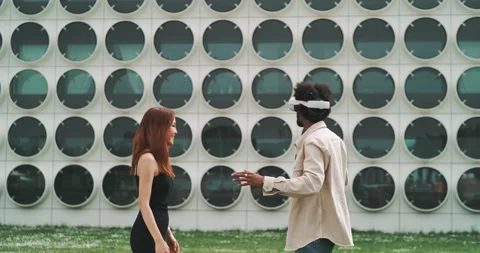 A couple having fun with virtual reality glasses Stock Footage 201134408