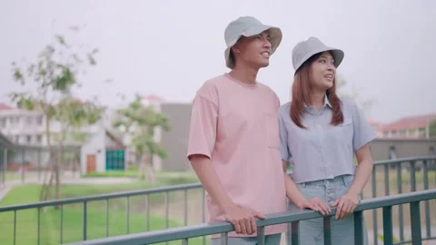 Couple is having a happy date with their boyfriend enjoying spending time togeth Stock Footage 265052859