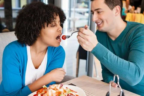 Couple having lunch Stock Photos
