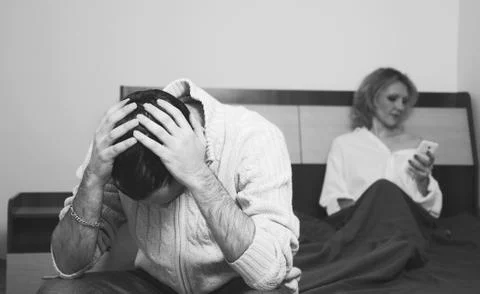 Couple having problems in the bedroom Foto stock
