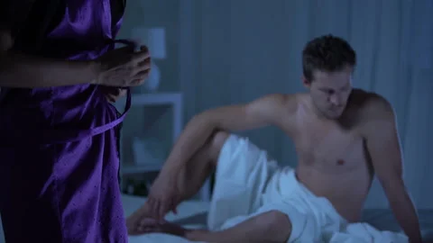 Couple having problems, low potency, misunderstanding offense and jealousy Video stock 98110273